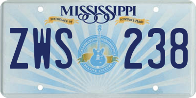 MS license plate ZWS238