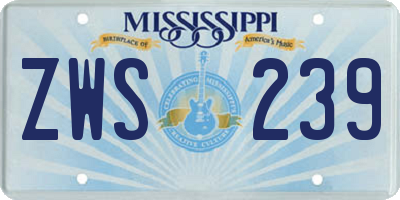 MS license plate ZWS239