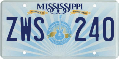 MS license plate ZWS240