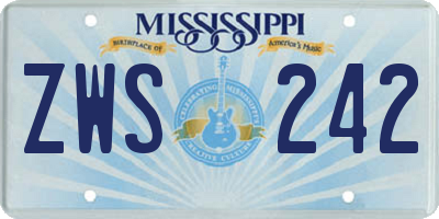 MS license plate ZWS242