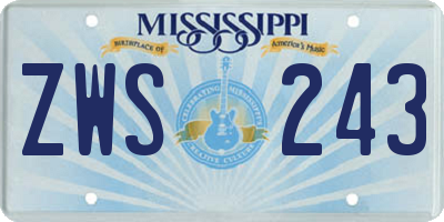 MS license plate ZWS243