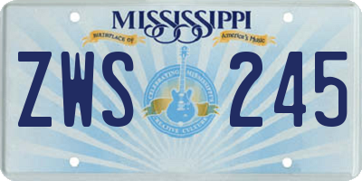 MS license plate ZWS245