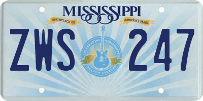 MS license plate ZWS247
