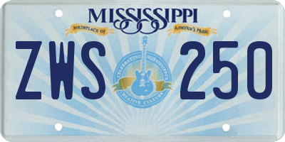 MS license plate ZWS250
