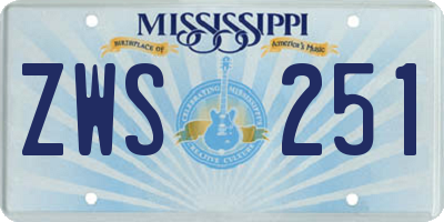 MS license plate ZWS251