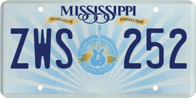 MS license plate ZWS252