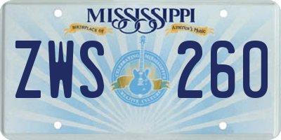 MS license plate ZWS260