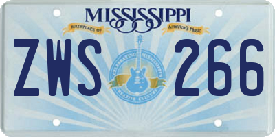 MS license plate ZWS266