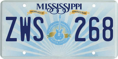 MS license plate ZWS268