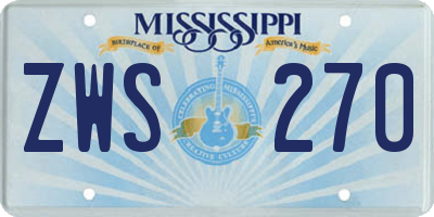 MS license plate ZWS270