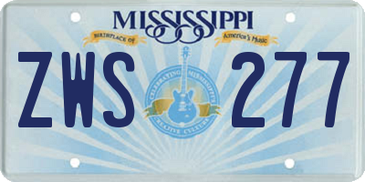MS license plate ZWS277
