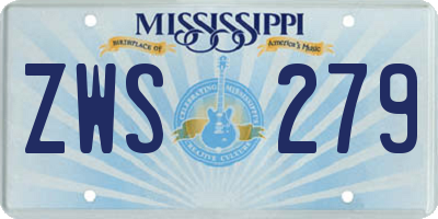 MS license plate ZWS279