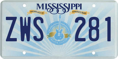 MS license plate ZWS281