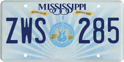 MS license plate ZWS285