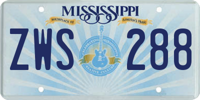 MS license plate ZWS288