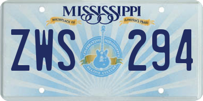 MS license plate ZWS294