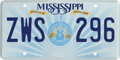 MS license plate ZWS296