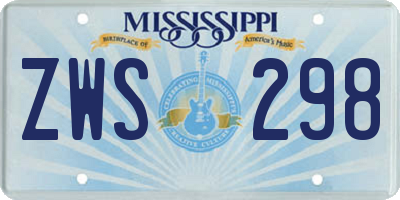 MS license plate ZWS298