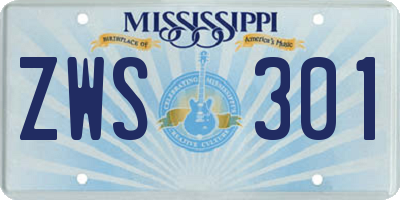 MS license plate ZWS301