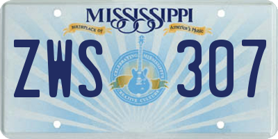 MS license plate ZWS307