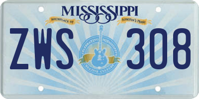 MS license plate ZWS308