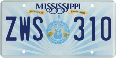 MS license plate ZWS310