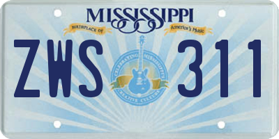 MS license plate ZWS311