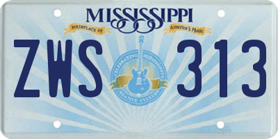 MS license plate ZWS313