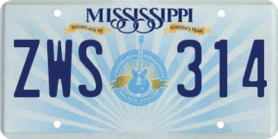 MS license plate ZWS314