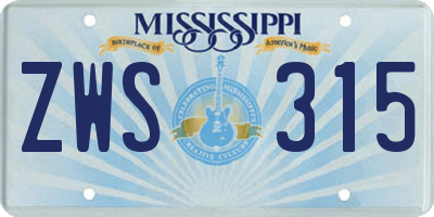 MS license plate ZWS315