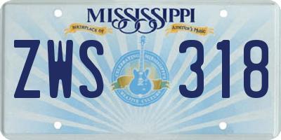 MS license plate ZWS318