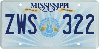 MS license plate ZWS322