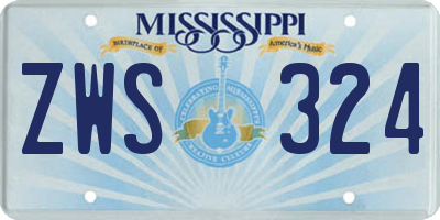 MS license plate ZWS324