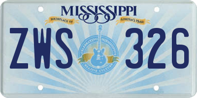 MS license plate ZWS326