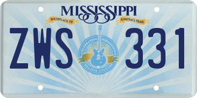 MS license plate ZWS331