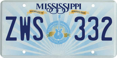 MS license plate ZWS332