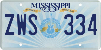 MS license plate ZWS334
