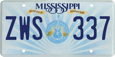 MS license plate ZWS337