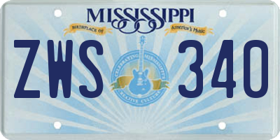 MS license plate ZWS340