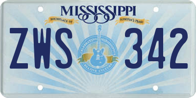 MS license plate ZWS342