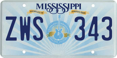 MS license plate ZWS343