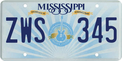 MS license plate ZWS345