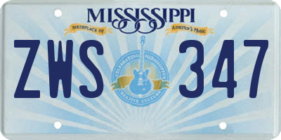 MS license plate ZWS347