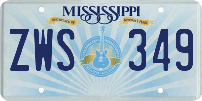 MS license plate ZWS349