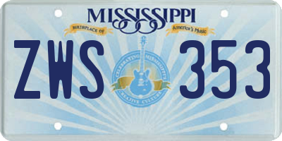 MS license plate ZWS353
