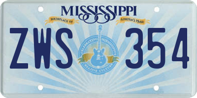 MS license plate ZWS354