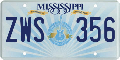 MS license plate ZWS356