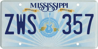 MS license plate ZWS357