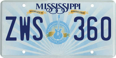 MS license plate ZWS360