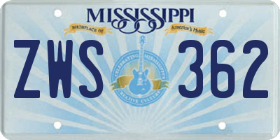 MS license plate ZWS362